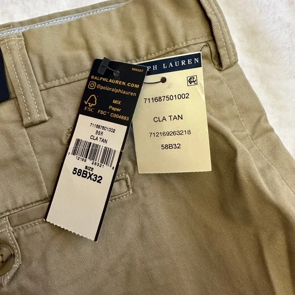 Polo Ralph Lauren Mens Stretch Classic Fit Chino Pants Tan 58x32 NWT - Picture 3 of 12